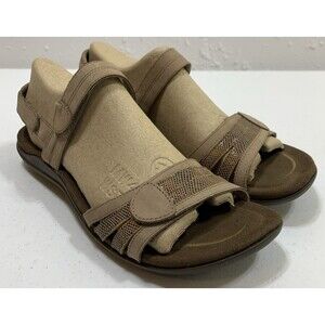 Abeo Brynn Sandals Womens 9 Brown Leather Orthopedic Ankle Strap Walking